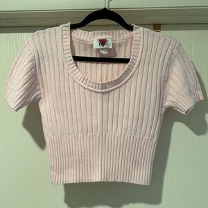 VENUS Light Pink Cropped Sweater Tee Medium